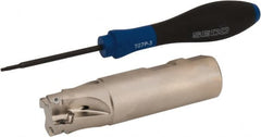 Seco - 1" Cut Diam, 0.354" Max Depth of Cut, 1" Shank Diam, 3.78" OAL, Indexable Square Shoulder End Mill - XO.X 10T3.. Inserts, Weldon Shank, 90° Lead Angle, Through Coolant, Series Turbo 10 - Benchmark Tooling