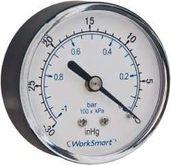 Value Collection - 2-1/2" Dial, 1/4 Thread, 30-0 Scale Range, Pressure Gauge - Center Back Connection Mount, Accurate to 3-2-3% of Scale - Benchmark Tooling