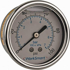 Value Collection - 2-1/2" Dial, 1/4 Thread, 0-100 Scale Range, Pressure Gauge - Center Back Connection Mount, Accurate to 3-2-3% of Scale - Benchmark Tooling