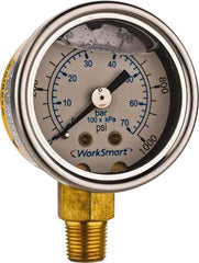Value Collection - 1-1/2" Dial, 1/8 Thread, 0-1,000 Scale Range, Pressure Gauge - Lower Connection Mount, Accurate to 3-2-3% of Scale - Benchmark Tooling