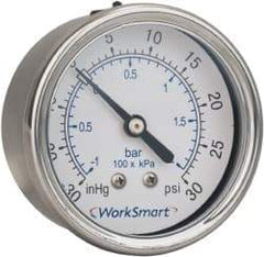 Value Collection - 2-1/2" Dial, 1/4 Thread, 0-300 Scale Range, Pressure Gauge - Center Back Connection Mount, Accurate to 3-2-3% of Scale - Benchmark Tooling