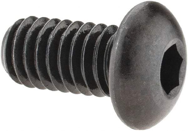 Made in USA - 5/16-18 UNC Hex Socket Drive, Button Screw - Alloy Steel, Black Oxide Finish, Fully Threaded, 5/8" Length Under Head - Benchmark Tooling