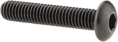 Made in USA - #10-32 UNF Hex Socket Drive, Button Screw - Alloy Steel, Black Oxide Finish, Fully Threaded, 1" Length Under Head - Benchmark Tooling