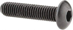 Made in USA - #10-32 UNF Hex Socket Drive, Button Screw - Alloy Steel, Black Oxide Finish, Fully Threaded, 7/8" Length Under Head - Benchmark Tooling