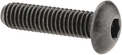 Made in USA - #10-32 UNF Hex Socket Drive, Button Screw - Alloy Steel, Black Oxide Finish, Fully Threaded, 3/4" Length Under Head - Benchmark Tooling