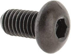 Made in USA - #10-32 UNF Hex Socket Drive, Button Screw - Alloy Steel, Black Oxide Finish, Fully Threaded, 3/8" Length Under Head - Benchmark Tooling