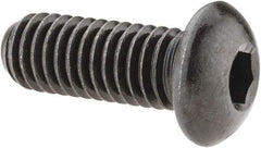 Made in USA - 3/8-16 UNC Hex Socket Drive, Button Screw - Alloy Steel, Black Oxide Finish, Fully Threaded, 1" Length Under Head - Benchmark Tooling