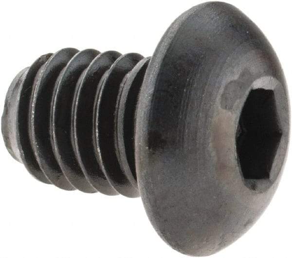 Made in USA - 3/8-16 UNC Hex Socket Drive, Button Screw - Alloy Steel, Black Oxide Finish, Fully Threaded, 1/2" Length Under Head - Benchmark Tooling