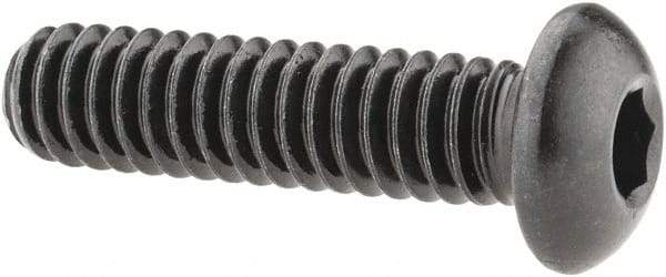 Made in USA - 1/4-20 UNC Hex Socket Drive, Button Screw - Alloy Steel, Black Oxide Finish, Fully Threaded, 1" Length Under Head - Benchmark Tooling