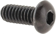 Made in USA - 1/4-20 UNC Hex Socket Drive, Button Screw - Alloy Steel, Black Oxide Finish, Fully Threaded, 5/8" Length Under Head - Benchmark Tooling