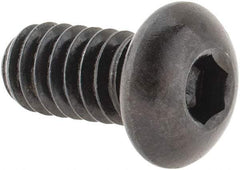 Made in USA - 1/4-20 UNC Hex Socket Drive, Button Screw - Alloy Steel, Black Oxide Finish, Fully Threaded, 1/2" Length Under Head - Benchmark Tooling