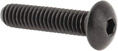 Made in USA - #8-32 UNC Hex Socket Drive, Button Screw - Alloy Steel, Black Oxide Finish, Fully Threaded, 3/4" Length Under Head - Benchmark Tooling