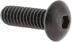 Made in USA - #8-32 UNC Hex Socket Drive, Button Screw - Alloy Steel, Black Oxide Finish, Fully Threaded, 1/2" Length Under Head - Benchmark Tooling