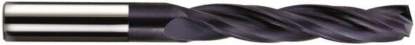 Accupro - 3.5mm 150° Solid Carbide Jobber Drill - AlTiN Finish, Spiral Flute, 64mm OAL, Standard Point - Benchmark Tooling
