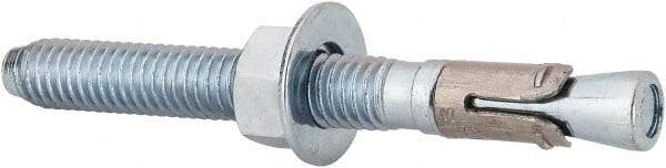 Powers Fasteners - 3/8" Diam, 3/8" Drill, 3-1/2" OAL, 1-5/8" Min Embedment Wedge Expansion Concrete Anchor - Stainless Steel (Clip)/Steel (Body), Zinc-Plated Finish, Hex Nut Head, Hex Drive, 2-1/4" Thread Length - Benchmark Tooling