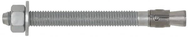 Powers Fasteners - 5/8" Diam, 5/8" Drill, 6" OAL, 4-1/2" Min Embedment Wedge Expansion Concrete Anchor - Steel, Galvanized Finish, Hex Nut Head, Hex Drive, 4" Thread Length - Benchmark Tooling