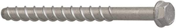 Elco - 3/8" Diam, 4" Length Under Head, Hex Drive, Concrete Screw & Masonry Fastener - Alloy Steel, StalGard Silver Finish, Includes 9/16" Drill Bit - Benchmark Tooling