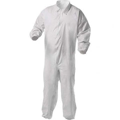 KleenGuard - Size 3XL Film Laminate General Purpose Coveralls - White, Zipper Closure, Elastic Cuffs, Elastic Ankles, Serged Seams - Benchmark Tooling