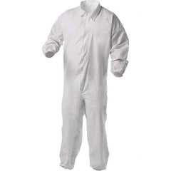 KleenGuard - Size L Film Laminate General Purpose Coveralls - White, Zipper Closure, Elastic Cuffs, Elastic Ankles, Serged Seams - Benchmark Tooling
