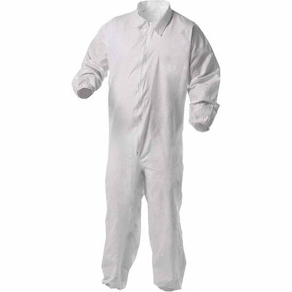 KleenGuard - Size XL Film Laminate General Purpose Coveralls - White, Zipper Closure, Elastic Cuffs, Elastic Ankles, Serged Seams - Benchmark Tooling