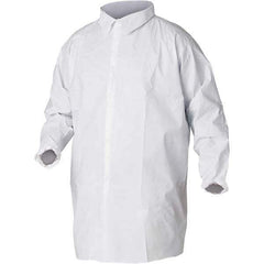 KleenGuard - Size M White Lab Coat without Pockets - Microporous Film Laminate, Snap Front, Elastic Cuffs - Benchmark Tooling