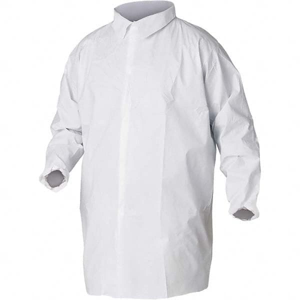 KleenGuard - Size 2XL White Lab Coat without Pockets - Microporous Film Laminate, Snap Front, Elastic Cuffs - Benchmark Tooling
