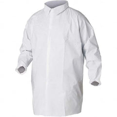 KleenGuard - Size 2XL White Lab Coat without Pockets - Microporous Film Laminate, Snap Front, Elastic Cuffs - Benchmark Tooling