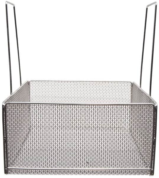 Marlin Steel Wire Products - 18" Deep, Square Stainless Steel Mesh Basket - 1/4" Perforation, 18" Wide x 9" High - Benchmark Tooling