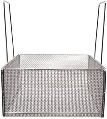 Marlin Steel Wire Products - 18" Deep, Square Stainless Steel Mesh Basket - 1/4" Perforation, 18" Wide x 9" High - Benchmark Tooling