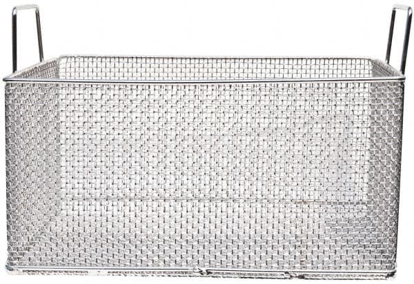 Marlin Steel Wire Products - 12" Deep, Rectangular Stainless Steel Mesh Basket - 1/4" Perforation, 18" Wide x 9" High - Benchmark Tooling