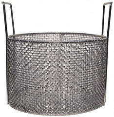 Marlin Steel Wire Products - Round Stainless Steel Mesh Basket - 1/4" Perforation, 12" Wide x 8" High - Benchmark Tooling