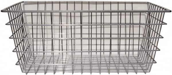 Marlin Steel Wire Products - 16" Deep, Rectangular Steel Wire Basket - 1-3/8" Perforation, 24" Wide x 10" High - Benchmark Tooling