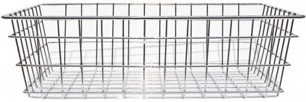 Marlin Steel Wire Products - 18" Deep, Rectangular Steel Wire Basket - 1-3/8" Perforation, 24" Wide x 8" High - Benchmark Tooling