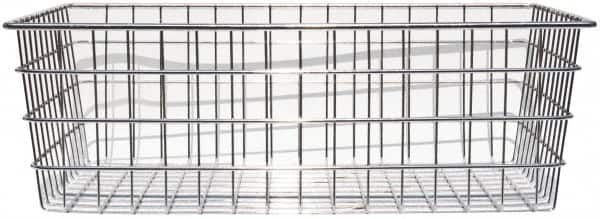 Marlin Steel Wire Products - 14" Deep, Rectangular Steel Wire Basket - 1-3/8" Perforation, 20" Wide x 6" High - Benchmark Tooling