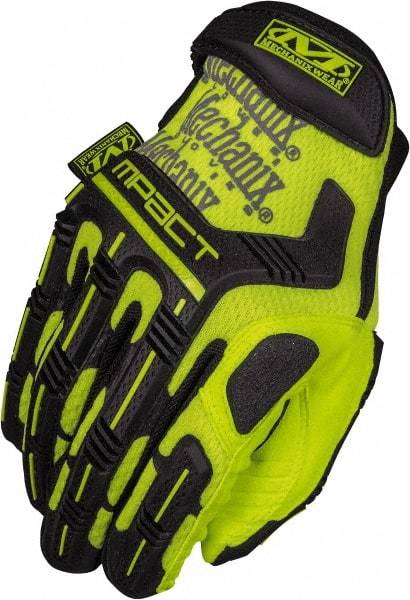 Mechanix Wear - Size XL Synthetic Leather/TPR Anti-Vibration/Impact Protection Work Gloves - Uncoated, Hook & Loop Cuff, Full Fingered, Hi-Vis Yellow, Paired - Benchmark Tooling