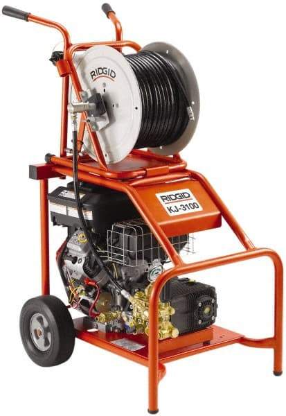 Ridgid - Gas Jet Battery Drain Cleaning Machine - For 2" to 10" Pipe, 3/8" x 300' Cable - Benchmark Tooling