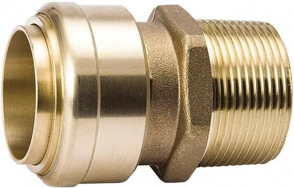 Value Collection - 1" Outside Diam, 1 NPT, Brass Push-to-Connect Tube Male Connector - 200 Max psi, Tube to Male NPT Connection, EPDM O-Ring, Lead-Free - Benchmark Tooling