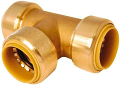 Value Collection - 3/4 x 1/2 x 3/4" Outside Diam, 7/8 Standard, Brass Push-to-Connect Tube Union Tee - 200 Max psi, Tube to Tube Connection, EPDM O-Ring, Lead-Free - Benchmark Tooling