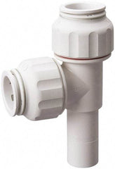 Value Collection - 1/2" OD, Polysulfone Push-to-Connect Plug-In Run Tee - 250 Max psi, 1/2" Stem Diam, White - Benchmark Tooling