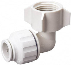 Value Collection - 1/2" OD, 3/4 Thread, Polysulfone Push-to-Connect Female Swivel Elbow - 250 Max psi, White - Benchmark Tooling