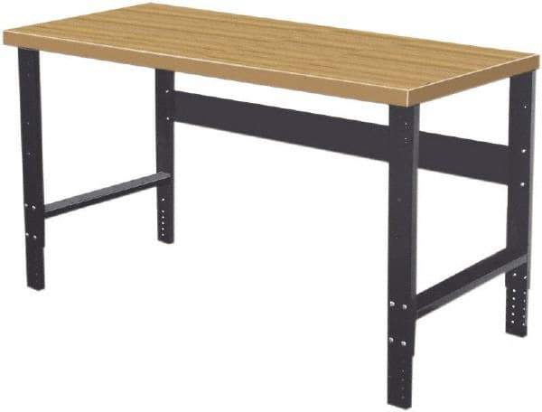 Hallowell - 72 Wide x 36" Deep x 34" High, Wood Workbench - Flat Top, Adjustable Legs, Black - Benchmark Tooling