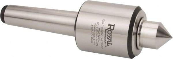 Royal Products - MT2 Morse Taper, 1.7" Head Diam Live Center - 6,000 Max RPM, 2.12" Head Length, 0.88" Point Diam, 1.07" Point Len, 885 Lb Max Workpc, Male Point - Benchmark Tooling