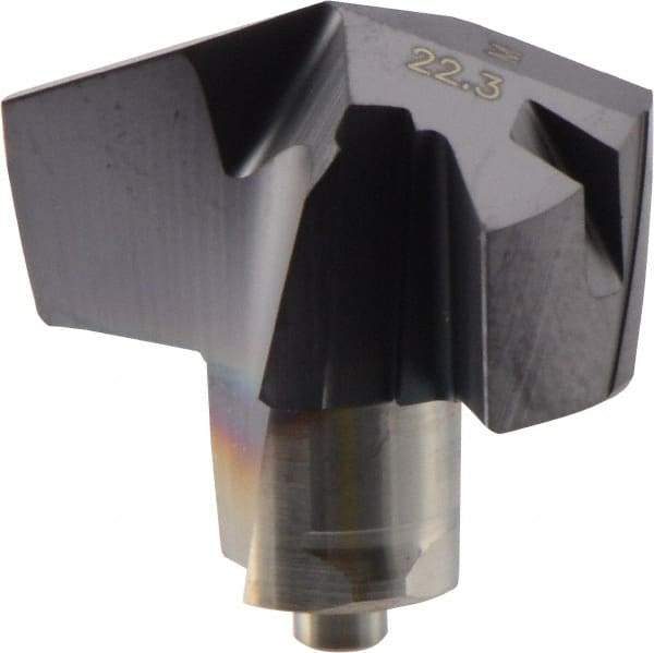 Iscar - Series ICM, 0.878" Diam Grade IC908 140° Replaceable Drill Tip - Carbide, TiAlN Finish, 22 Seat Size, Through Coolant - Benchmark Tooling