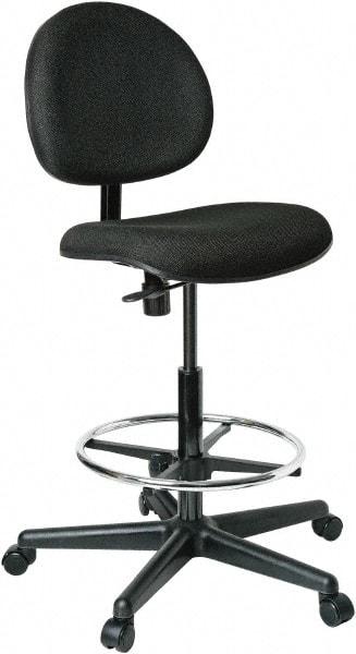 Bevco - 21 to 31" High Adjustable Height Swivel Stool - 27" Wide x 27" Deep, 100% Olefin Seat, Black - Benchmark Tooling