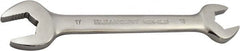 Paramount - 16mm x 17mm Standard Open End Wrench - 7-9/32" OAL, Double End, Full Polish Finish, 15° Head Angle - Benchmark Tooling