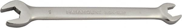 Paramount - 8mm x 9mm Standard Open End Wrench - 5-1/16" OAL, Double End, Full Polish Finish, 15° Head Angle - Benchmark Tooling