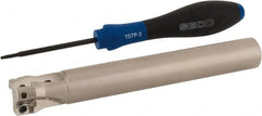 Seco - 7/8" Cut Diam, 0.354" Max Depth of Cut, 3/4" Shank Diam, 5.906" OAL, Indexable Square Shoulder End Mill - XO.X 10T3.. Inserts, Cylindrical Shank, 90° Lead Angle, Through Coolant, Series Turbo 10 - Benchmark Tooling