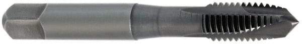 OSG - M12x1.25 Metric Fine, 3 Flute, Oxide Finish, Vanadium High Speed Steel Spiral Point Tap - Plug Chamfer, Right Hand Thread, 3-3/8" OAL, 1-21/32" Thread Length, 0.367" Shank Diam, Series 342 - Exact Industrial Supply