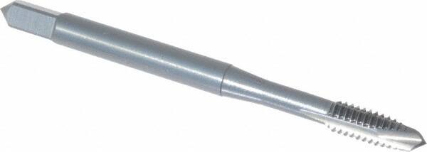 OSG - #8-32 UNC, 3 Flute, Oxide Finish, Vanadium High Speed Steel Spiral Point Tap - Plug Chamfer, Right Hand Thread, 2-1/8" OAL, 3/4" Thread Length, 0.168" Shank Diam, 2B Class of Fit, Series 300 - Exact Industrial Supply