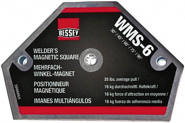 Bessey - 4" Wide x 9/16" Deep x 2-1/2" High Magnetic Welding & Fabrication Square - 35 Lb Average Pull Force - Benchmark Tooling